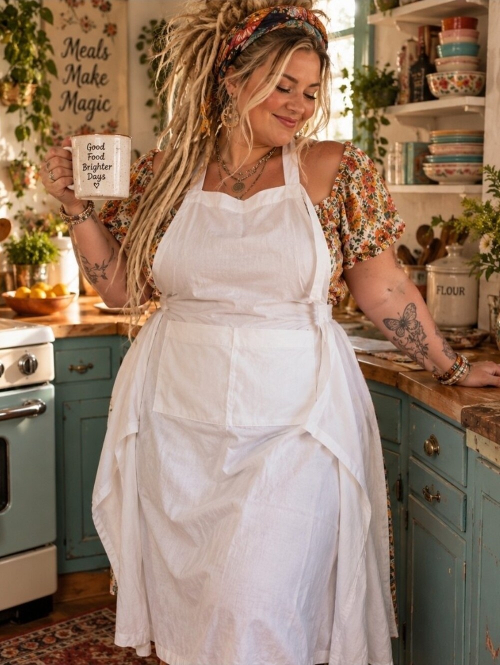 4/$15 White 3X Chef Apron Adjustable Pocket Kitchen Baking Cooking Workwear